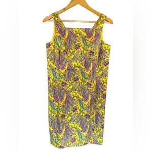 Lauren Ralph Lauren Yellow Paisley Midi Dress Petite 8 Summer Boho Cottagecore